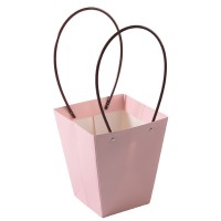 Trapezoid Kraft Paper Flower Bag Waterproof Flower Bag With Plastic Handle